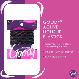 Goody Nonslip Womens Elastic Hair Tie Black - 4MM for Medium Hair- Ouchless Pain-Free Hair Accessories for Women Perfect for Long Lasting Braids, Ponytails and More, 10 Count (Pack of 1) Goody Nonslip Womens Elastic Hair Tie Black - 4MM for Medium Hair- Ouchless Pain-Free Hair Accessories for Women Perfect for Long Lasting Braids, Ponytails and More, 10 Count (Pack of 1)