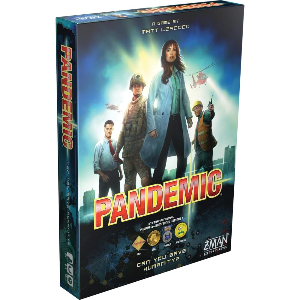 Asmodee Pandemic Board Game (Base Game) - A Cooperative Battle to Save Humanity, Strategy Game for Kids and Adults, Ages 8+, 2-4 Players, 45 Minute Playtime Asmodee Pandemic Board Game (Base Game) - A Cooperative Battle to Save Humanity, Strategy Game for Kids and Adults, Ages 8+, 2-4 Players, 45 Minute Playtime