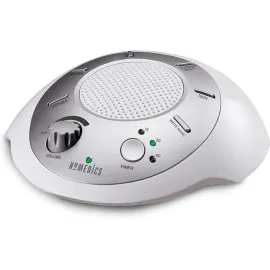 Homedics SoundSleep White Noise Sound Machine, Silver, Small Travel Sound Machine with 6 Relaxing Nature Sounds, Portable Sound Therapy for Home, Office, Nursery, Auto-Off Timer, by Homedics