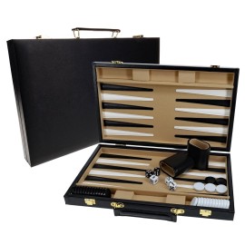WE Games Backgammon Set, Black Leatherette Case, 14.75 x 9.75 in. Closed; 19.25 x 14.75 in. Open, Family Board Games, Board Games for Adults and Family, Travel Board Games, 2 Player Games WE Games Backgammon Set, Black Leatherette Case, 14.75 x 9.75 in. Closed; 19.25 x 14.75 in. Open, Family Board Games, Board Games for Adults and Family, Travel Board Games, 2 Player Games
