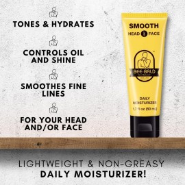 Bee Bald SMOOTH Daily Moisturizer Hydrates & Tones Away Fine Lines, Wrinkles and Dry Patches; Helps Control Oil & Shine to Feel Cool, Fresh and Comfortable, 1.7 Fl Oz Bee Bald SMOOTH Daily Moisturizer Hydrates & Tones Away Fine Lines, Wrinkles and Dry Patches; Helps Control Oil & Shine to Feel Cool, Fresh and Comfortable, 1.7 Fl Oz