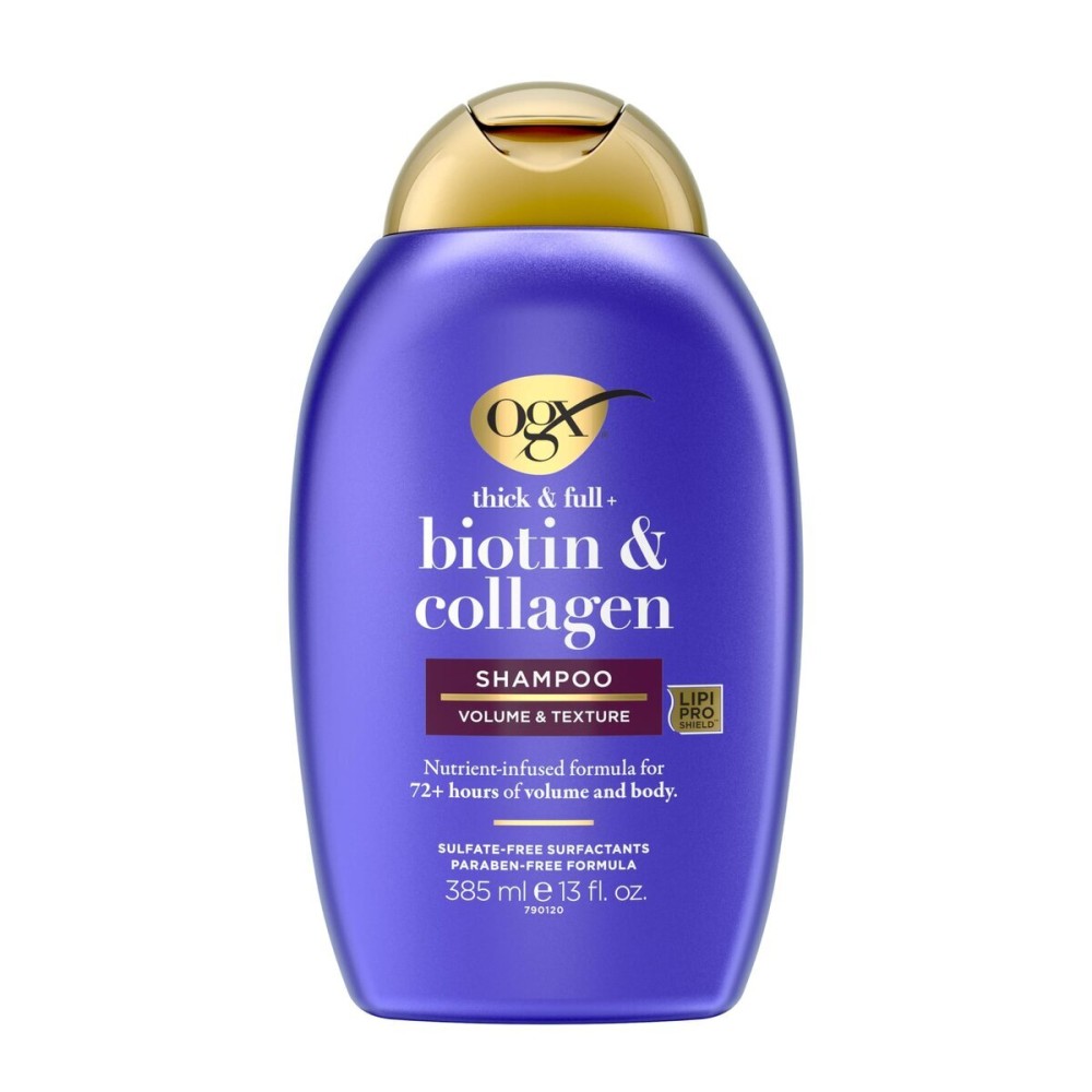 OGX Thick & Full + Biotin & Collagen Volumizing Shampoo, Nutrient-Infused Hair Shampoo with Vitamin B7 Biotin Gives Hair Volume & Body for 72+ Hours, Sulfate-Free Surfactants, 13 fl. oz OGX Thick & Full + Biotin & Collagen Volumizing Shampoo, Nutrient-Infused Hair Shampoo with Vitamin B7 Biotin Gives Hair Volume & Body for 72+ Hours, Sulfate-Free Surfactants, 13 fl. oz