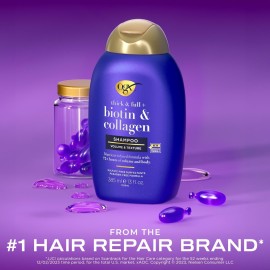OGX Thick & Full + Biotin & Collagen Volumizing Shampoo, Nutrient-Infused Hair Shampoo with Vitamin B7 Biotin Gives Hair Volume & Body for 72+ Hours, Sulfate-Free Surfactants, 13 fl. oz OGX Thick & Full + Biotin & Collagen Volumizing Shampoo, Nutrient-Infused Hair Shampoo with Vitamin B7 Biotin Gives Hair Volume & Body for 72+ Hours, Sulfate-Free Surfactants, 13 fl. oz
