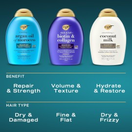 OGX Thick & Full + Biotin & Collagen Volumizing Shampoo, Nutrient-Infused Hair Shampoo with Vitamin B7 Biotin Gives Hair Volume & Body for 72+ Hours, Sulfate-Free Surfactants, 13 fl. oz OGX Thick & Full + Biotin & Collagen Volumizing Shampoo, Nutrient-Infused Hair Shampoo with Vitamin B7 Biotin Gives Hair Volume & Body for 72+ Hours, Sulfate-Free Surfactants, 13 fl. oz