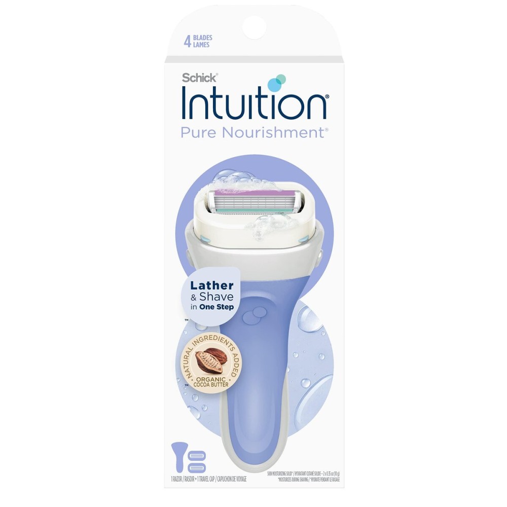 Schick Intuition Pure Nourishment Razors for Women | 1 Razor & 2 Intuition Razor Blades Refill with Organic Cocoa Butter Schick Intuition Pure Nourishment Razors for Women | 1 Razor & 2 Intuition Razor Blades Refill with Organic Cocoa Butter