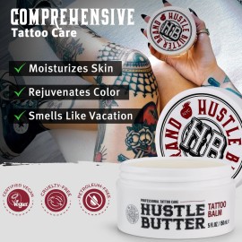 Hustle Butter Tattoo Aftercare 5oz Tattoo Balm, Heals + Protects New Tattoos and Rejuvenates Older Tattoos - 100% Vegan Cream No-Petroleum Hustle Butter Tattoo Aftercare 5oz Tattoo Balm, Heals + Protects New Tattoos and Rejuvenates Older Tattoos - 100% Vegan Cream No-Petroleum