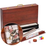 Yellow Mountain Imports American Mahjong Set, Little Birdie with Wooden Case, Wooden Racks with Acrylic Pushers, Wright Patterson Scoring Coins, Dice, & Wind Indicator