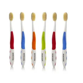 MOUTHWATCHERS Dr Plotkas Soft Flossing Manual Toothbrush for Adults - Ultra Clean, Good for Sensitive Teeth and Gums, Multicolor - 6 Pack
