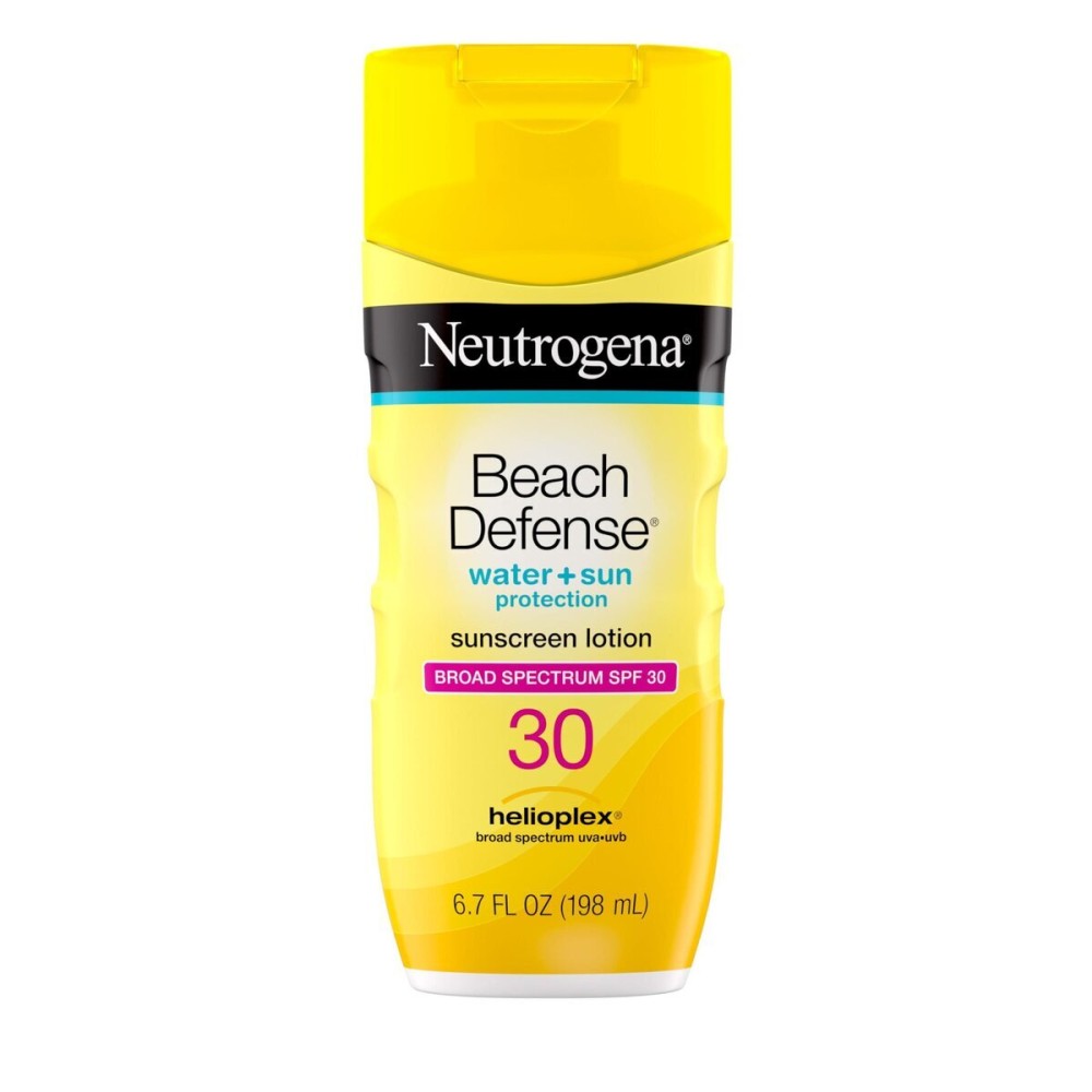 Neutrogena Sunscreen Lotion Beach Defense SPF 30, 6.7 fl oz, Face and Body Sunscreen, Oil Free, Fast Absorbing, Oxybenzone Free Sun Care Neutrogena Sunscreen Lotion Beach Defense SPF 30, 6.7 fl oz, Face and Body Sunscreen, Oil Free, Fast Absorbing, Oxybenzone Free Sun Care