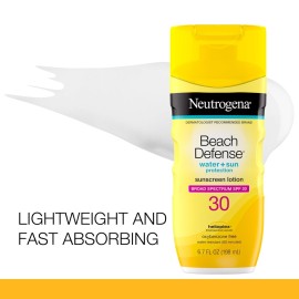 Neutrogena Sunscreen Lotion Beach Defense SPF 30, 6.7 fl oz, Face and Body Sunscreen, Oil Free, Fast Absorbing, Oxybenzone Free Sun Care Neutrogena Sunscreen Lotion Beach Defense SPF 30, 6.7 fl oz, Face and Body Sunscreen, Oil Free, Fast Absorbing, Oxybenzone Free Sun Care