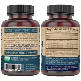 DEVA Vegan Omega-3 DHA EPA Supplement Once-Per-Day Softgel 300 MG - Carrageenan Gelatin & Gluten Free - Non-Fish Algae Oil Fatty Acids - 90 Softgels DEVA Vegan Omega-3 DHA EPA Supplement Once-Per-Day Softgel 300 MG - Carrageenan Gelatin & Gluten Free - Non-Fish Algae Oil Fatty Acids - 90 Softgels