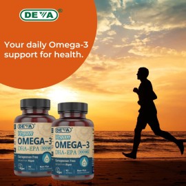 DEVA Vegan Omega-3 DHA EPA Supplement Once-Per-Day Softgel 300 MG - Carrageenan Gelatin & Gluten Free - Non-Fish Algae Oil Fatty Acids - 90 Softgels DEVA Vegan Omega-3 DHA EPA Supplement Once-Per-Day Softgel 300 MG - Carrageenan Gelatin & Gluten Free - Non-Fish Algae Oil Fatty Acids - 90 Softgels