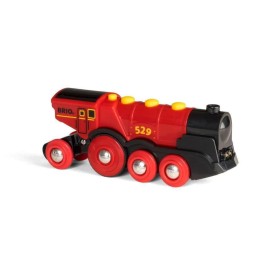 BRIO World 33592 Mighty Red Action Locomotive - Battery Operated Toy Train with Light, Sound Effects | Ideal for Kids Age 3 Compatible with All Tracks and Vehicles
