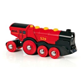 BRIO World 33592 Mighty Red Action Locomotive - Battery Operated Toy Train with Light, Sound Effects | Ideal for Kids Age 3 Compatible with All Tracks and Vehicles