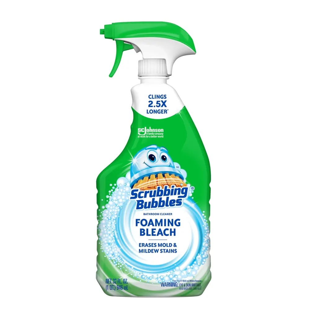 Scrubbing Bubbles Foaming Bleach Bathroom and Shower Cleaner Disinfectant Spray, Helps Erase Mold & Mildew, 32oz Scrubbing Bubbles Foaming Bleach Bathroom and Shower Cleaner Disinfectant Spray, Helps Erase Mold & Mildew, 32oz