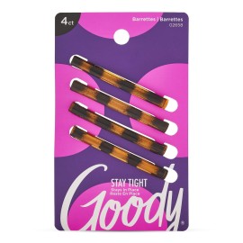 Goody Stay Tight Hair Barrettes, 4 Ct, Mock Tort, ..