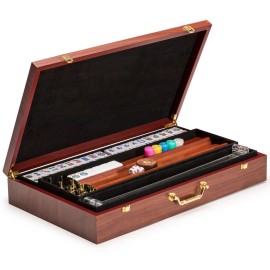 Yellow Mountain Imports American Mahjong Set, Koi Fish with Wooden Case - Four Wooden Racks, Acrylic Pushers, Wright Patterson Scoring Coins, Dice, & Wind Indicator Yellow Mountain Imports American Mahjong Set, Koi Fish with Wooden Case - Four Wooden Racks, Acrylic Pushers, Wright Patterson Scoring Coins, Dice, & Wind Indicator