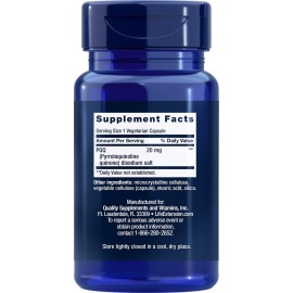 Life Extension PQQ, pyrroloquinoline Quinone, 20 mg, Promotes The Growth of New Mitochondria, Gluten-Free, Non-GMO, Vegetarian, 1 Daily, 30 Capsules