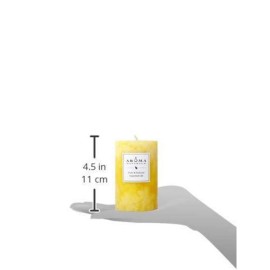 Aroma Naturals Essential Oil Orange and Lemongrass Scented Pillar Candle, Ambiance, 2.5 inch x 4 inch, Yellow