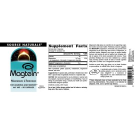 Source Naturals Magtein Magnesium L-Threonate 667mg Supports Focus, Mood, Healthy Memory, Cognitive Function, Sleep* - 90 Capsules Source Naturals Magtein Magnesium L-Threonate 667mg Supports Focus, Mood, Healthy Memory, Cognitive Function, Sleep* - 90 Capsules