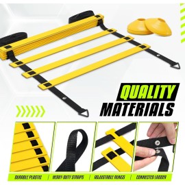 Yes4All Speed Agility Ladder Training Equipment - 8 Rungs Yellow, Suit for Soccer, Sports, Footwork & Fitness Exercises, with Included Carry Bag Yes4All Speed Agility Ladder Training Equipment - 8 Rungs Yellow, Suit for Soccer, Sports, Footwork & Fitness Exercises, with Included Carry Bag