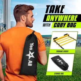 Yes4All Speed Agility Ladder Training Equipment - 8 Rungs Yellow, Suit for Soccer, Sports, Footwork & Fitness Exercises, with Included Carry Bag Yes4All Speed Agility Ladder Training Equipment - 8 Rungs Yellow, Suit for Soccer, Sports, Footwork & Fitness Exercises, with Included Carry Bag