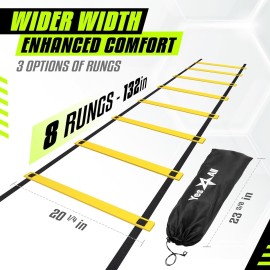 Yes4All Speed Agility Ladder Training Equipment - 8 Rungs Yellow, Suit for Soccer, Sports, Footwork & Fitness Exercises, with Included Carry Bag Yes4All Speed Agility Ladder Training Equipment - 8 Rungs Yellow, Suit for Soccer, Sports, Footwork & Fitness Exercises, with Included Carry Bag