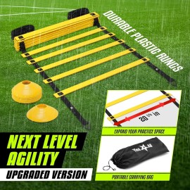Yes4All Speed Agility Ladder Training Equipment - 8 Rungs Yellow, Suit for Soccer, Sports, Footwork & Fitness Exercises, with Included Carry Bag Yes4All Speed Agility Ladder Training Equipment - 8 Rungs Yellow, Suit for Soccer, Sports, Footwork & Fitness Exercises, with Included Carry Bag