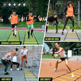 Yes4All Speed Agility Ladder Training Equipment - 8 Rungs Yellow, Suit for Soccer, Sports, Footwork & Fitness Exercises, with Included Carry Bag Yes4All Speed Agility Ladder Training Equipment - 8 Rungs Yellow, Suit for Soccer, Sports, Footwork & Fitness Exercises, with Included Carry Bag