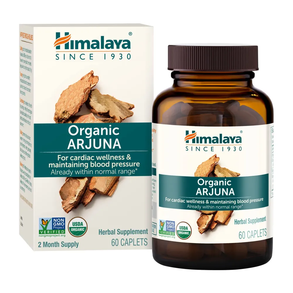 Himalaya Organic Arjuna Herbal Supplement, Cardiovascular Support, Blood Pressure Maintenance, Heart Health, USDA Certified Organic, Non-GMO, Vegan, 700 mg, 60 Plant-Based Caplets, 60 Day Supply Himalaya Organic Arjuna Herbal Supplement, Cardiovascular Support, Blood Pressure Maintenance, Heart Health, USDA Certified Organic, Non-GMO, Vegan, 700 mg, 60 Plant-Based Caplets, 60 Day Supply