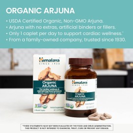 Himalaya Organic Arjuna Herbal Supplement, Cardiovascular Support, Blood Pressure Maintenance, Heart Health, USDA Certified Organic, Non-GMO, Vegan, 700 mg, 60 Plant-Based Caplets, 60 Day Supply Himalaya Organic Arjuna Herbal Supplement, Cardiovascular Support, Blood Pressure Maintenance, Heart Health, USDA Certified Organic, Non-GMO, Vegan, 700 mg, 60 Plant-Based Caplets, 60 Day Supply