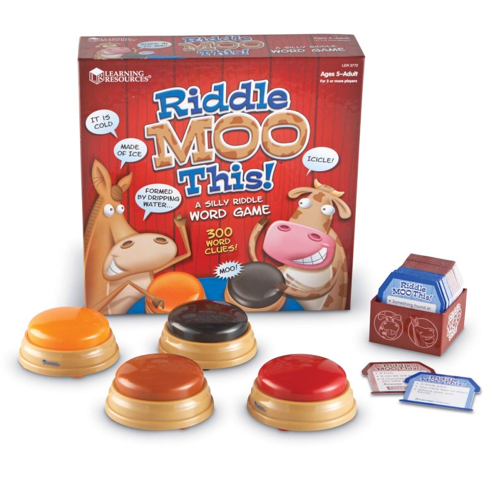 Learning Resources Riddle Moo This - Funny Card Games for Kids and Adults, Classroom Learning Games for Kids 5-7, Guess the Clue Game, Family Night Board Game, Vocabulary-Building Word Play Learning Resources Riddle Moo This - Funny Card Games for Kids and Adults, Classroom Learning Games for Kids 5-7, Guess the Clue Game, Family Night Board Game, Vocabulary-Building Word Play
