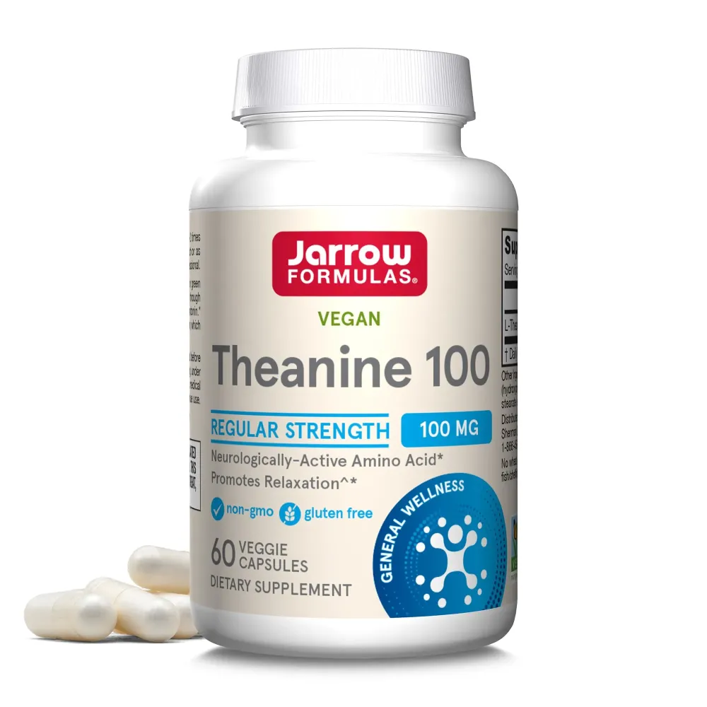 Jarrow Formulas Regular Strength Theanine 100 mg, Dietary Supplement, 60 Capsules, 60 Day Supply Jarrow Formulas Regular Strength Theanine 100 mg, Dietary Supplement, 60 Capsules, 60 Day Supply