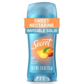 Secret Fresh Antiperspirant Deodorant for Women, 72hr Breathable Sweat & Odor Protection, Instant Freshness & Gentle, PH Balancing Minerals, Invisible Solid, Sweet Nectarine Scent, 2.6 oz