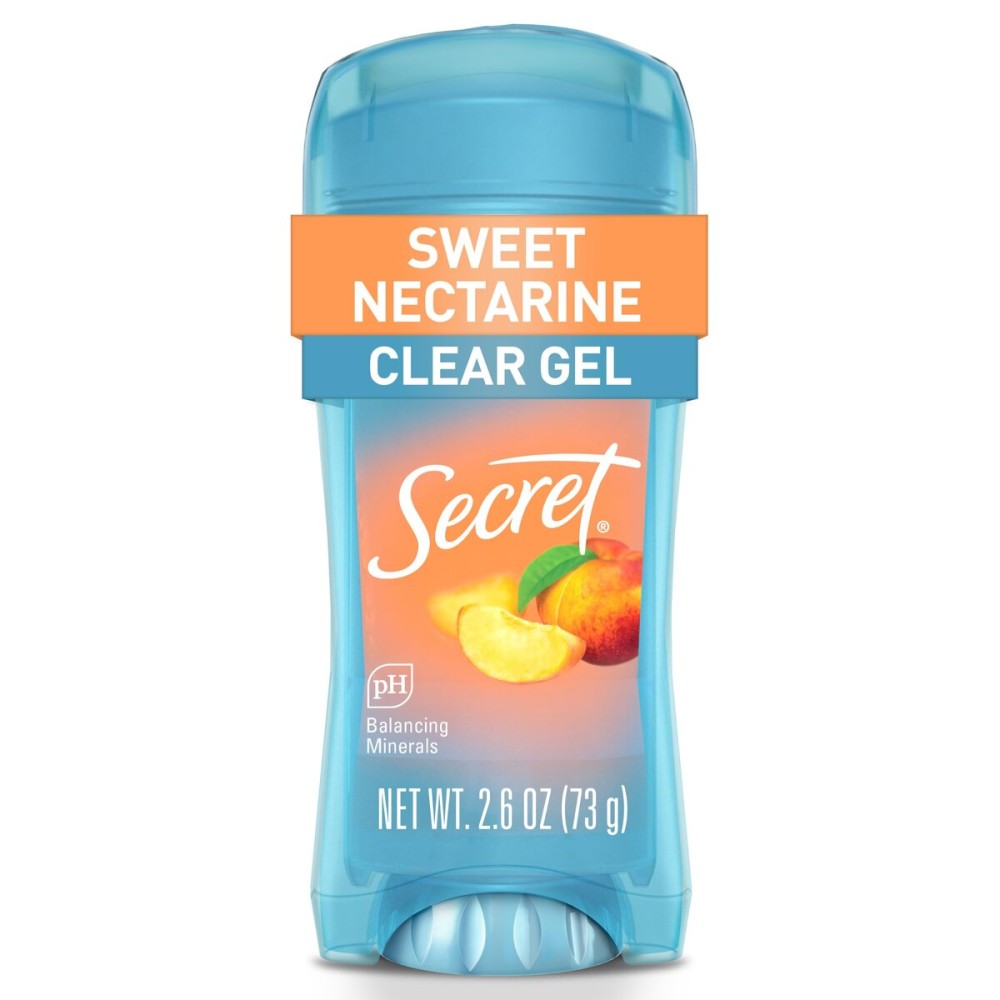 Secret Fresh Antiperspirant Deodorant for Women, 72hr Breathable Sweat & Odor Protection, Instant Freshness & Gentle, PH Balancing Minerals, Clear Gel, Sweet Nectarine Scent, 2.6 oz