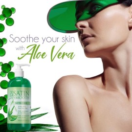 SATIN SMOOTH Aloe Vera Gel, Post-Wax Soothing Formula to Reduce Redness and Soothe Irritated Skin, Hydrating Care for Face, Body, and Hair, 16 fl oz. SATIN SMOOTH Aloe Vera Gel, Post-Wax Soothing Formula to Reduce Redness and Soothe Irritated Skin, Hydrating Care for Face, Body, and Hair, 16 fl oz.