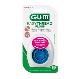 GUM EasyThread Threader Floss - Expanding Dental Floss for Braces, Bridges, and Implants - Built in Rigid Floss Threaders (50 Uses) GUM EasyThread Threader Floss - Expanding Dental Floss for Braces, Bridges, and Implants - Built in Rigid Floss Threaders (50 Uses)