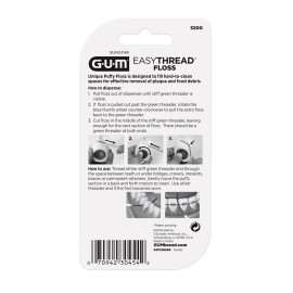 GUM EasyThread Threader Floss - Expanding Dental Floss for Braces, Bridges, and Implants - Built in Rigid Floss Threaders (50 Uses) GUM EasyThread Threader Floss - Expanding Dental Floss for Braces, Bridges, and Implants - Built in Rigid Floss Threaders (50 Uses)
