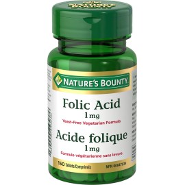 Nature\'s Bounty Folic Acid 1 mg 150 Tablets (Packaging May Vary)