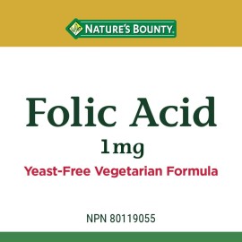 Nature\'s Bounty Folic Acid 1 mg 150 Tablets (Packaging May Vary) Nature\'s Bounty Folic Acid 1 mg 150 Tablets (Packaging May Vary)