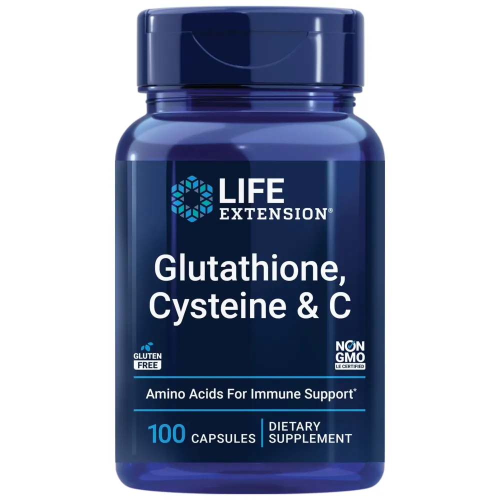 Life Extension Glutathione, Cysteine & C, 500 mg of Vitamin C, Powerful antioxidant Supplement to Support Liver Health, Gluten-Free, Non-GMO, 100 Capsules Life Extension Glutathione, Cysteine & C, 500 mg of Vitamin C, Powerful antioxidant Supplement to Support Liver Health, Gluten-Free, Non-GMO, 100 Capsules