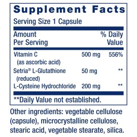 Life Extension Glutathione, Cysteine & C, 500 mg of Vitamin C, Powerful antioxidant Supplement to Support Liver Health, Gluten-Free, Non-GMO, 100 Capsules Life Extension Glutathione, Cysteine & C, 500 mg of Vitamin C, Powerful antioxidant Supplement to Support Liver Health, Gluten-Free, Non-GMO, 100 Capsules