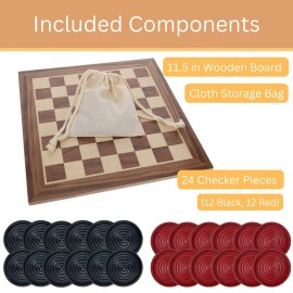 WE Games Old School Red and Black Wooden Checkers Set -12 in.