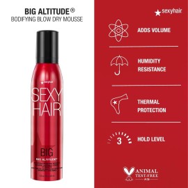 SexyHair Big Altitude Bodifying Blow Dry Mousse, 6.8 Oz | Volume with Hold | Up to 72 Hours Humidity Resistance | Thermal Protection SexyHair Big Altitude Bodifying Blow Dry Mousse, 6.8 Oz | Volume with Hold | Up to 72 Hours Humidity Resistance | Thermal Protection