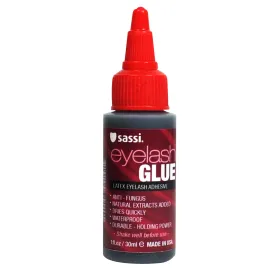 Sassi Eyelash Glue 1oz (Dark) | Waterproof, Long-Lasting Eyelash Adhesive | Made in USA | Quick-Drying, Durable Lash Glue