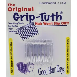 Good Hair Days Grip-Tuth Combs - Set Of 2 Hair Side Combs - Hair Combs For All Types Of Hair - Decorative & Hair Styling Women Accessories (Clear, 1   Wide)