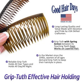 Good Hair Days Grip-Tuth Combs - Set Of 2 Hair Side Combs - Hair Combs For All Types Of Hair - Decorative & Hair Styling Women Accessories (Clear, 1   Wide) Good Hair Days Grip-Tuth Combs - Set Of 2 Hair Side Combs - Hair Combs For All Types Of Hair - Decorative & Hair Styling Women Accessories (Clear, 1   Wide)