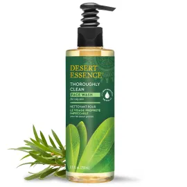Desert Essence Thoroughly Clean Face Wash with Tea Tree Oil - Natural Facial Cleanser with Castile Soap & Coconut Oil - For Oily & Sensitive Skin - Vegan & Cruelty-Free (8.5 Fl Oz)