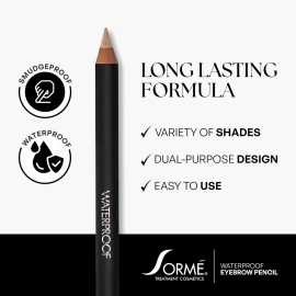 Sorme Natural Definitive Waterproof Eyebrow Pencil 0.04 oz | Smudgeproof Soft Blonde Eye Brow Pencil | Dual Purpose Brow Pencil and Brush Combo | High Definition Waterproof Eyebrow Makeup