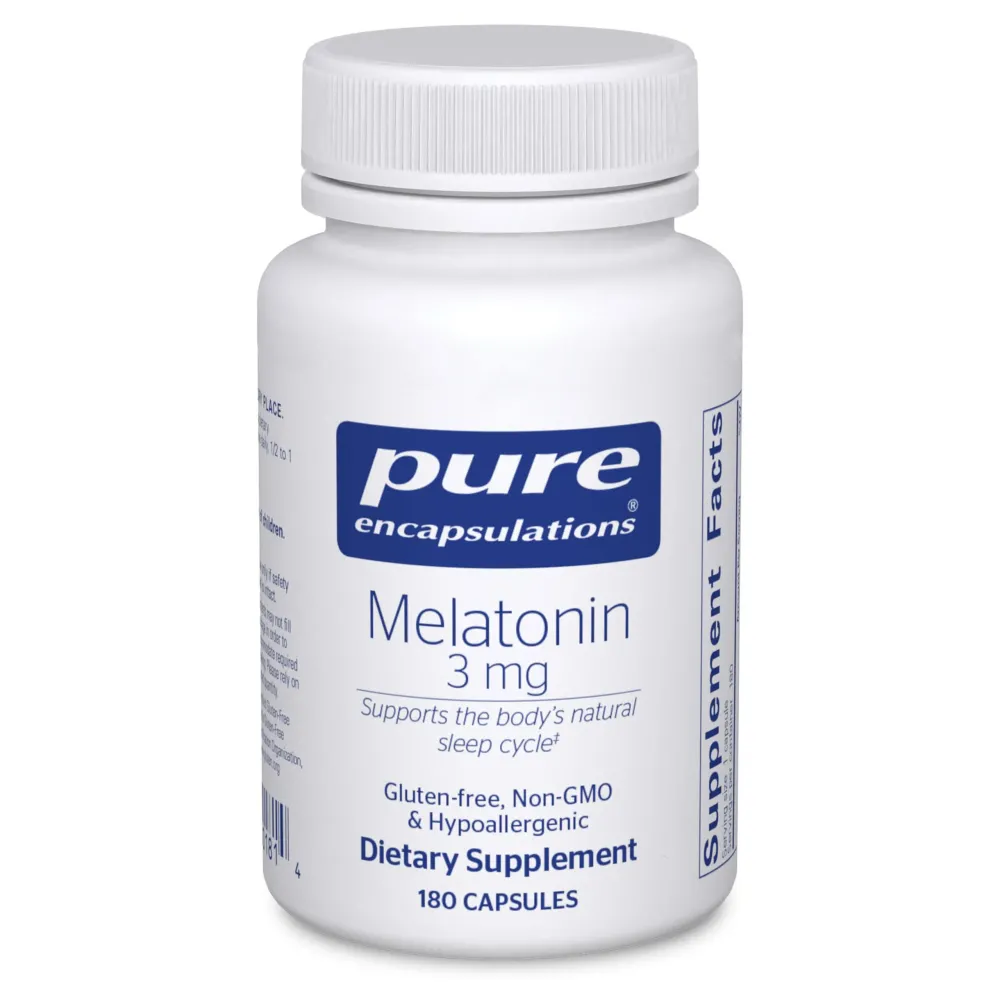 Pure Encapsulations Melatonin 3 mg - Antioxidant Supplement to Support Natural Sleeping & Relief of Occasional Sleeplessness - for Natural Sleep Support* - 180 Capsules Pure Encapsulations Melatonin 3 mg - Antioxidant Supplement to Support Natural Sleeping & Relief of Occasional Sleeplessness - for Natural Sleep Support* - 180 Capsules